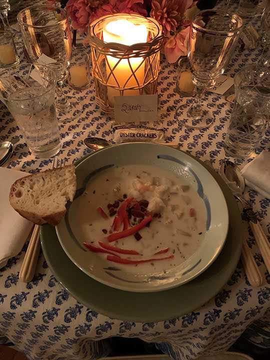 Home made clam chowder by Bettie Bearden Pardee.