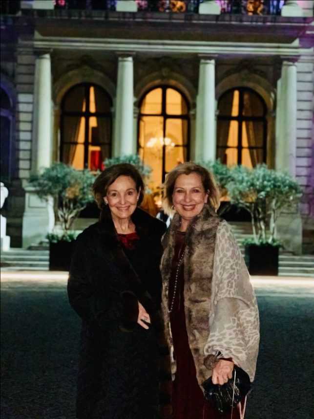 Sandy Lucas (left) and Sarah Eilers (right) at the Perennials & Timothy Corrigan party at the Residence of teh American Ambassador to France