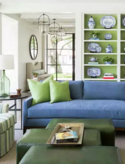 Houston Chronicle feature on bright, bold living room in Tanglewood home