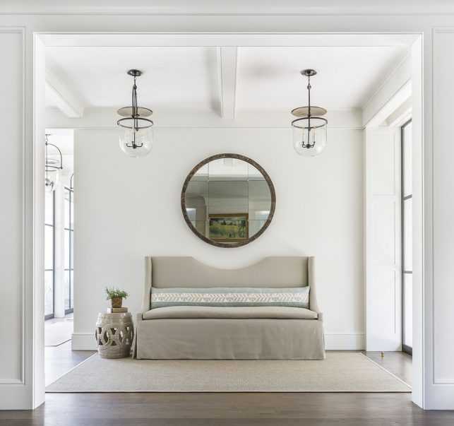 Beautiful bell jar type lighting in the hallway.