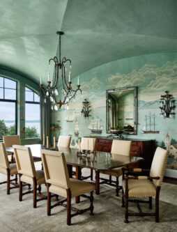 Rhode Island dining room with custom wallpaper