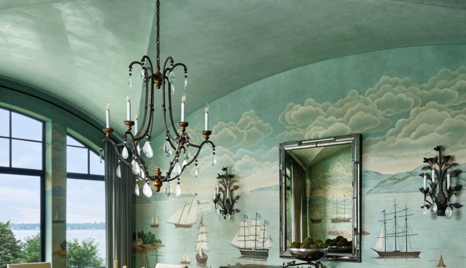 Rhode Island dining room with custom wallpaper