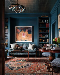 Moody teal blue study home library