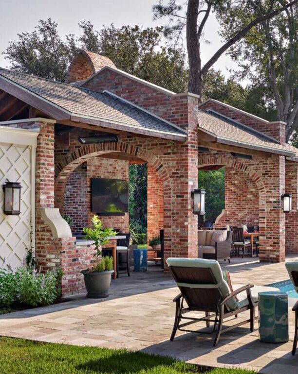 beautiful outdoor entertaining space by the pool